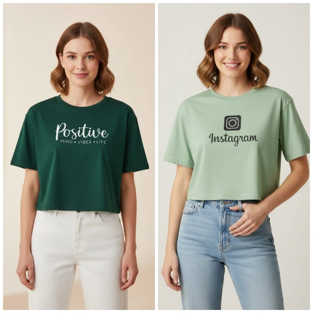 Kids & Girls Typography Pure Cotton T- Shirt (Pack Of-2)