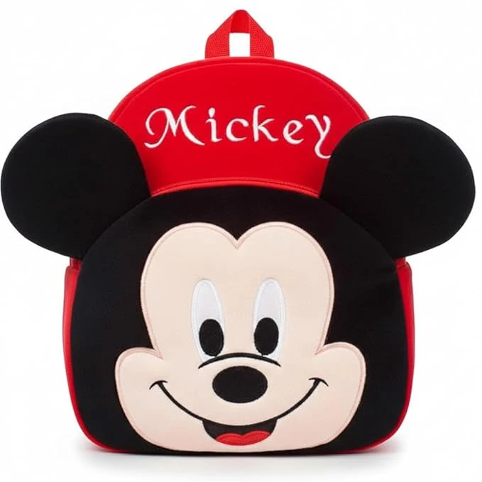 mickey 6 combo Velvet Soft Kids School Bag | Plush Waterproof Cartoon Backpack for Nursery & LKG (3+ Years) | Lightweight & Comfortable