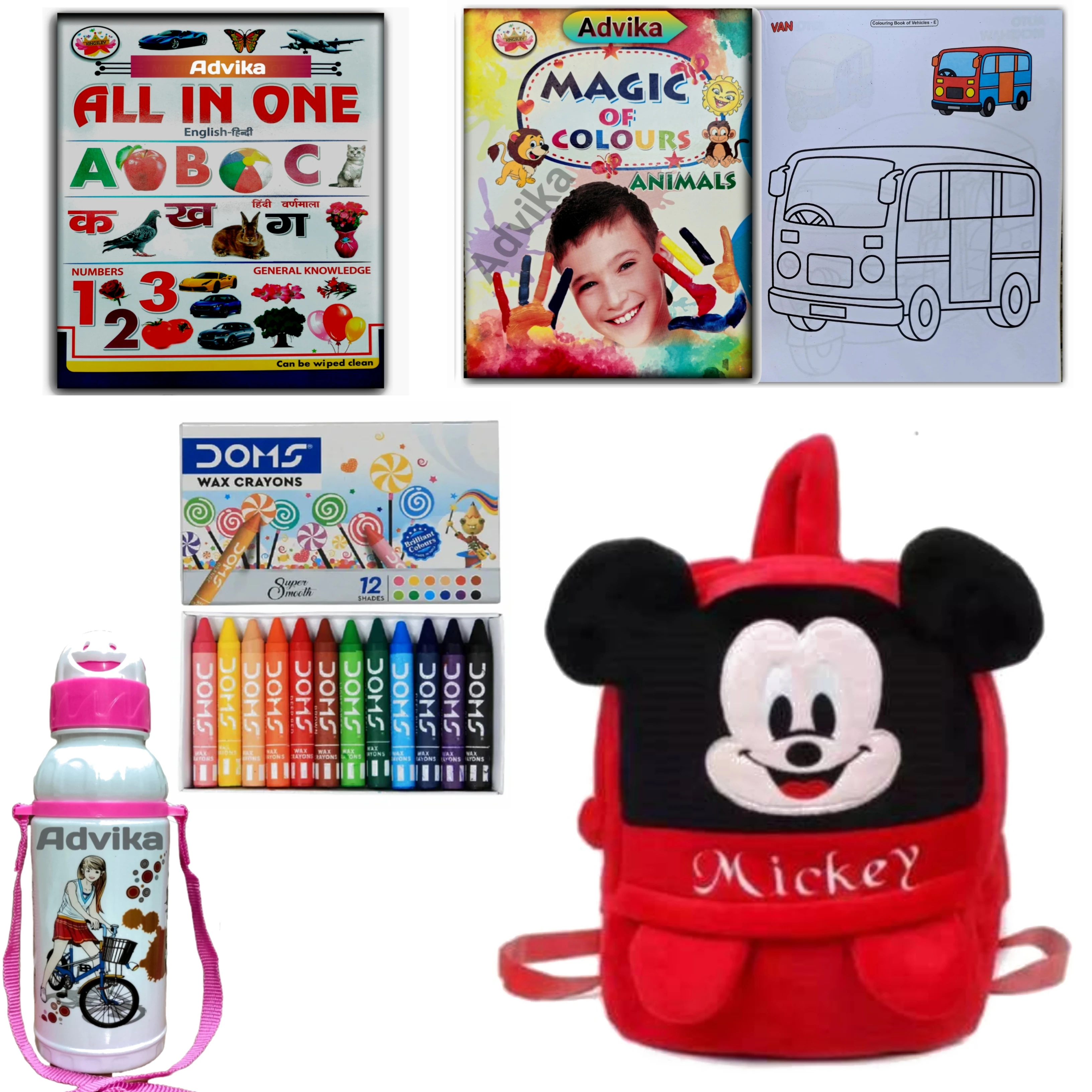 mickey headup 6 combo  Cute Cartoon Designee Soft Toy Backpack – Lightweight Plush School Bag for Boys & Girls(2-5 Years)