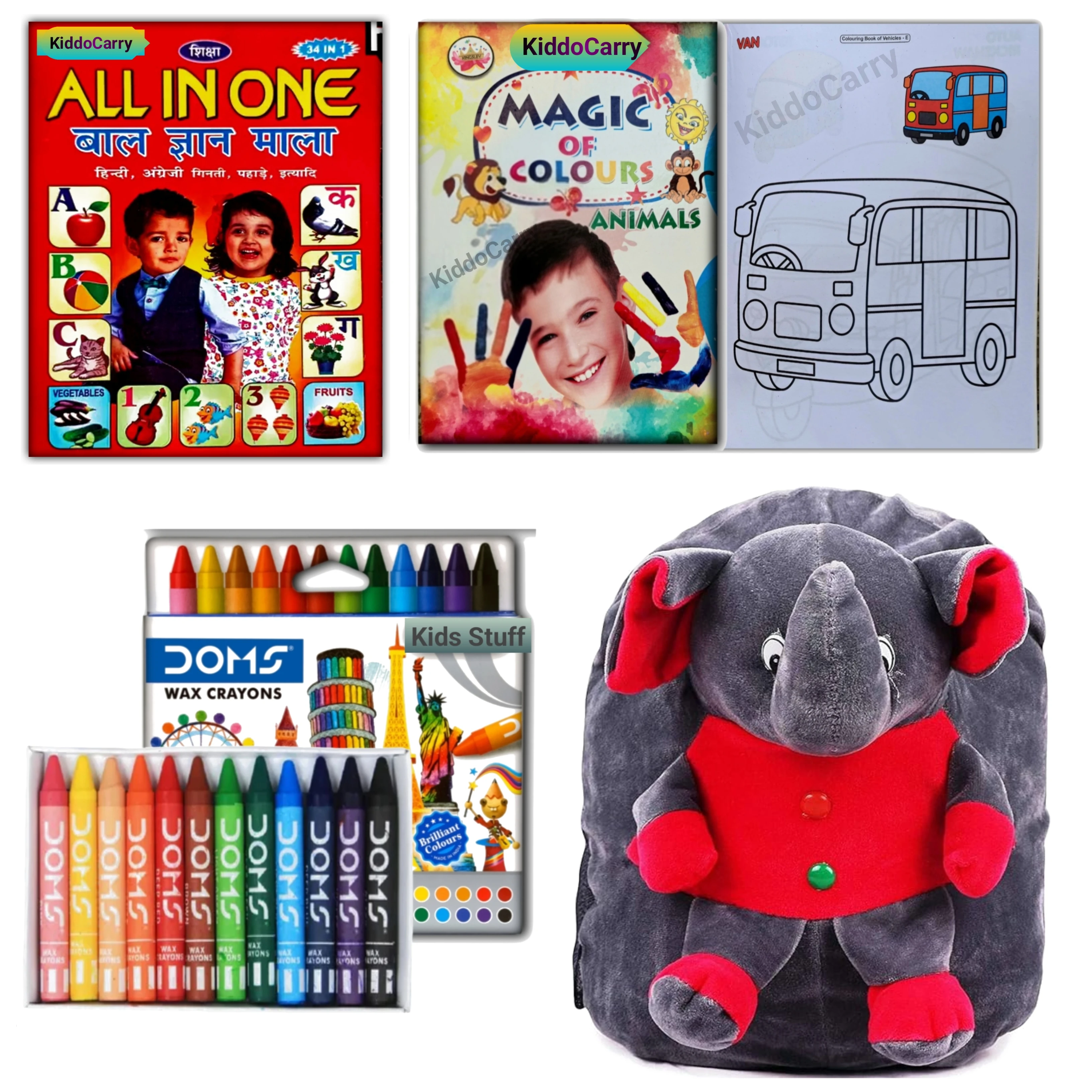 elephant 6 combo ids Cute Cartoon Designee Soft Toy Backpack – Lightweight Plush School Bag for Boys & Girls(2-5 Years)