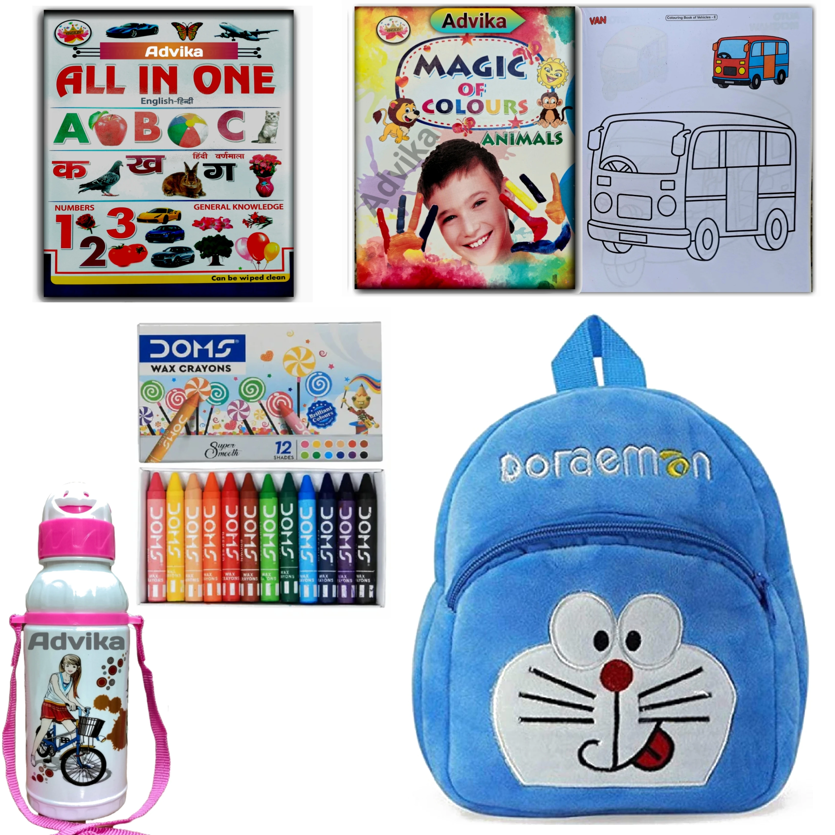 doremon 6 combo Kids Cute Cartoon Designee Soft Toy Backpack – Lightweight Plush School Bag for Boys & Girls(2-5 Years)