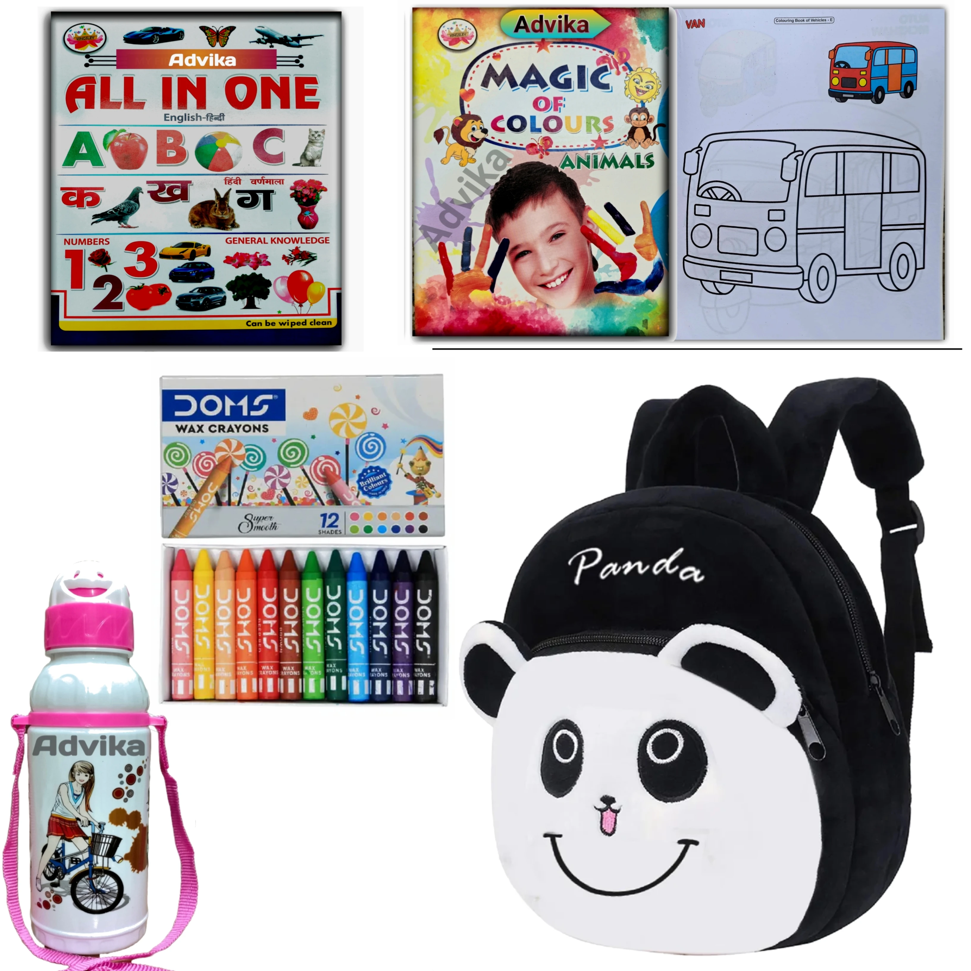 black panda 6 combo Kids Cute Cartoon Designee Soft Toy Backpack – Lightweight Plush School Bag for Boys & Girls(2-5 Years)
