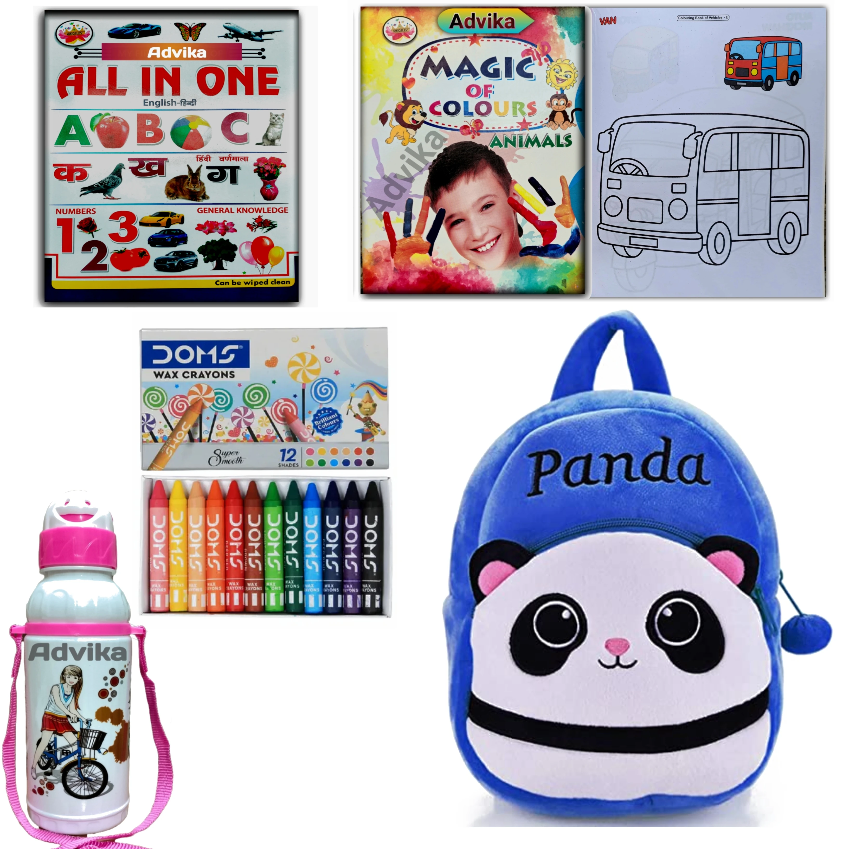 blue panda 6 combo Kids Velvet School Bag soft plush standard Backpack Baby Girl Preschool Mini Travel Bags Baby Girl & Baby Boy & Toddlers Picnic Carry Travelling Bags