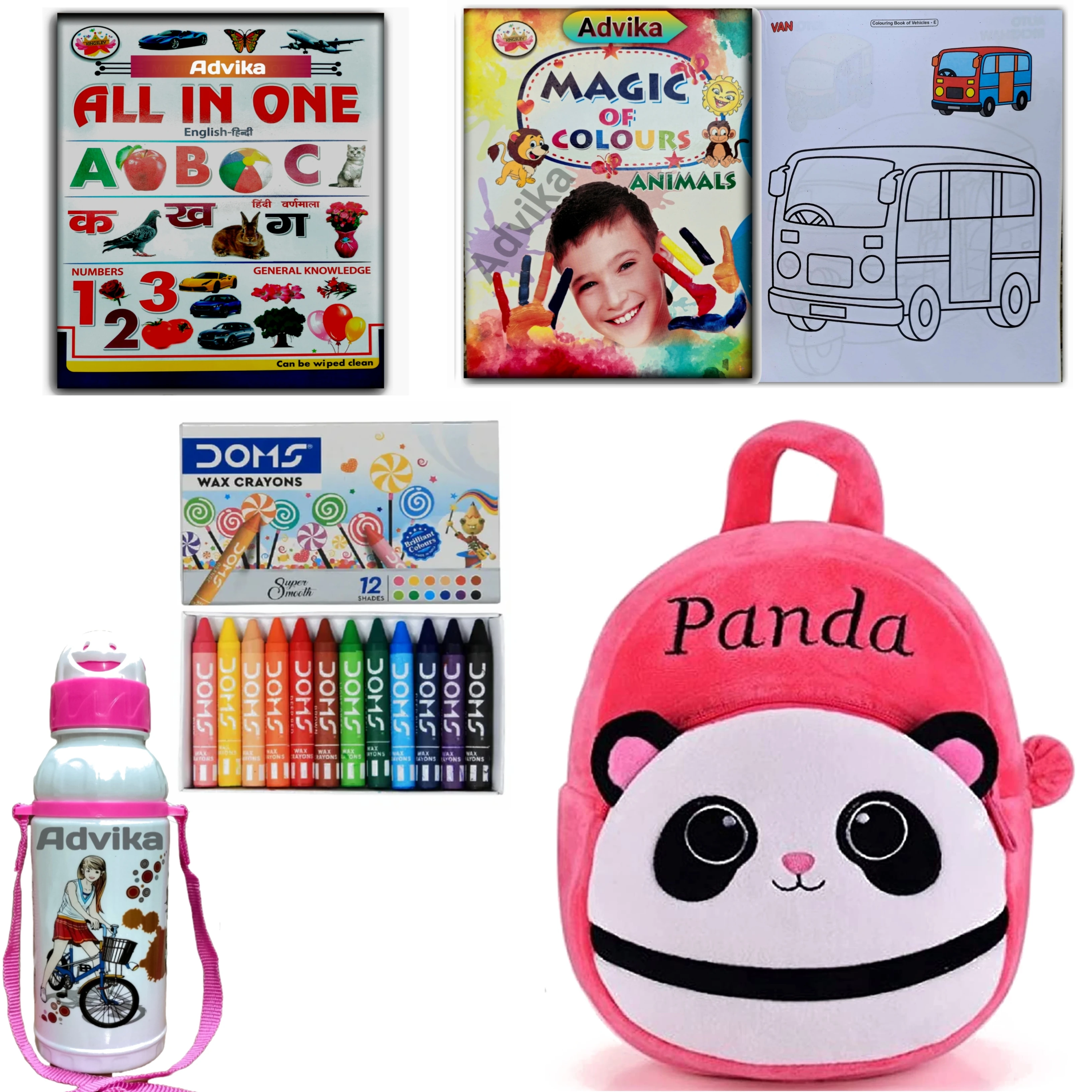 pink panda 6 comboKids Velvet School Bag soft plush standard Backpack Baby Girl Preschool Mini Travel Bags Baby Girl & Baby Boy & Toddlers Picnic Carry Travelling Bags (2-5 Years)