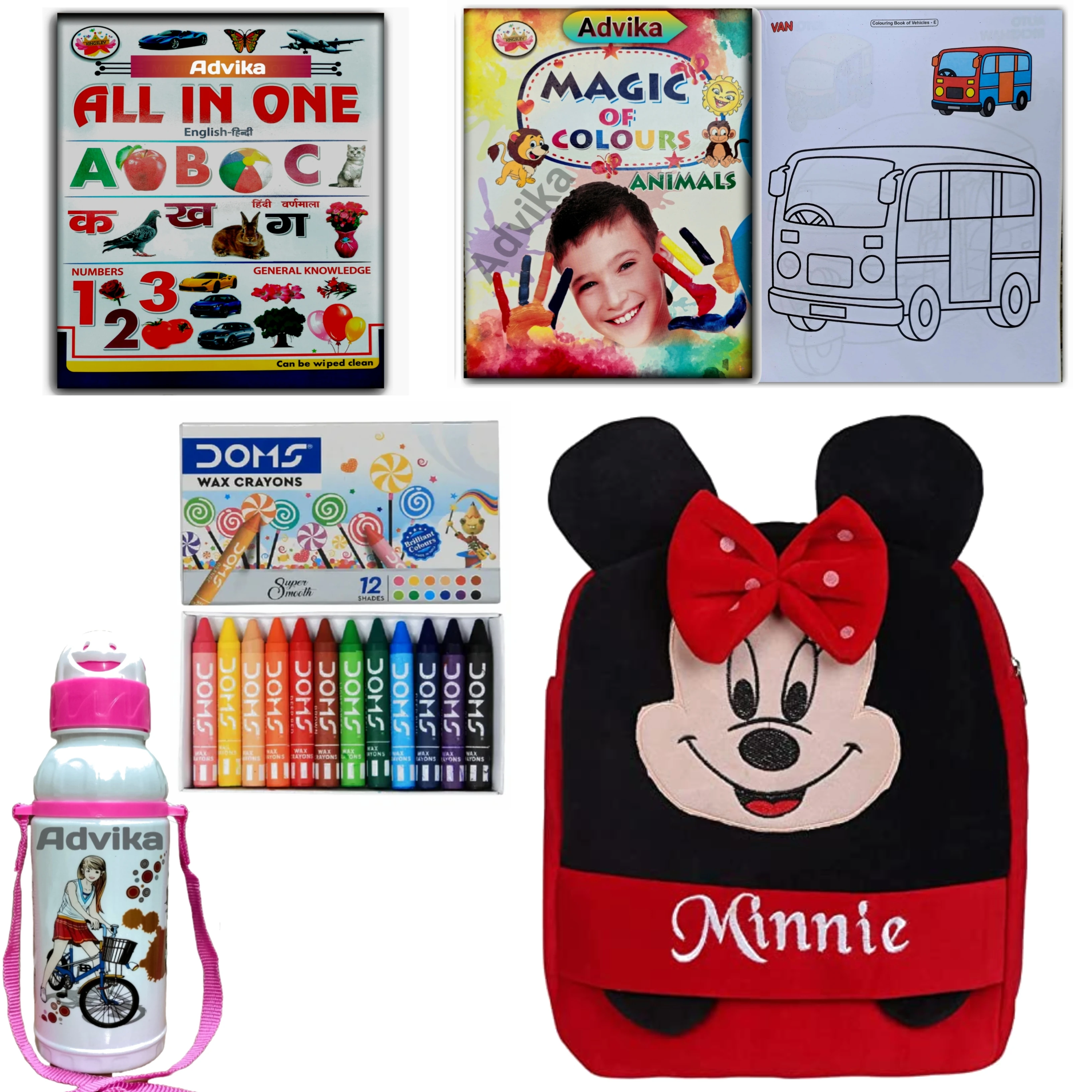 minni headup 6 combo Kids Velvet School Bag soft plush standard Backpack Baby Girl Preschool Mini Travel Bags Baby Girl & Baby Boy & Toddlers Picnic Carry Travelling Bags (2-5 Years)