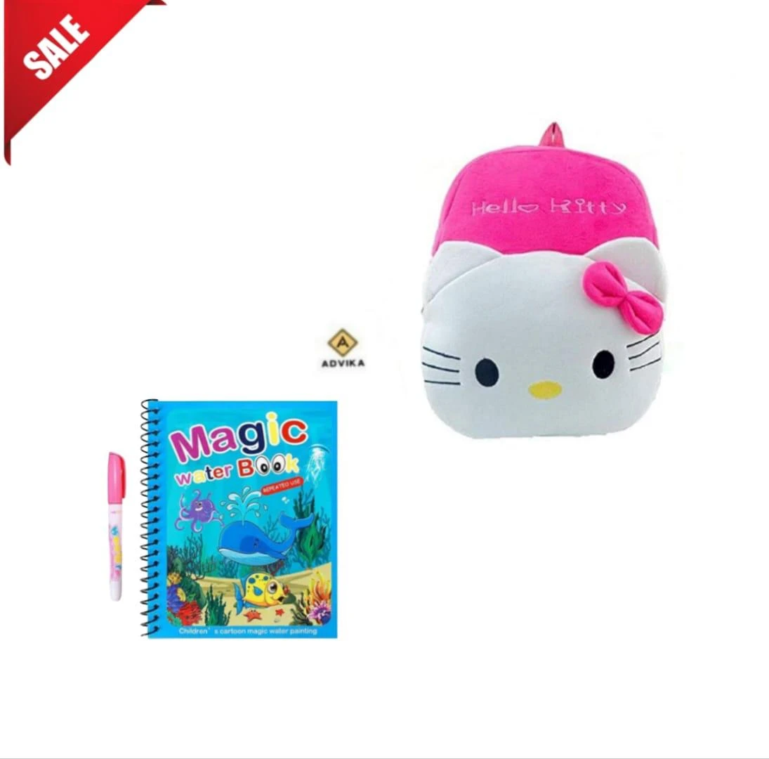 hello kitty magic book Free Book Soft Plush School Backpack for Kids | Cute Cartoon Boys & Girls Unisex School Bag /Travel Bag/ Mini Bag/Kids school bag/Toddler bag/Preschool bag