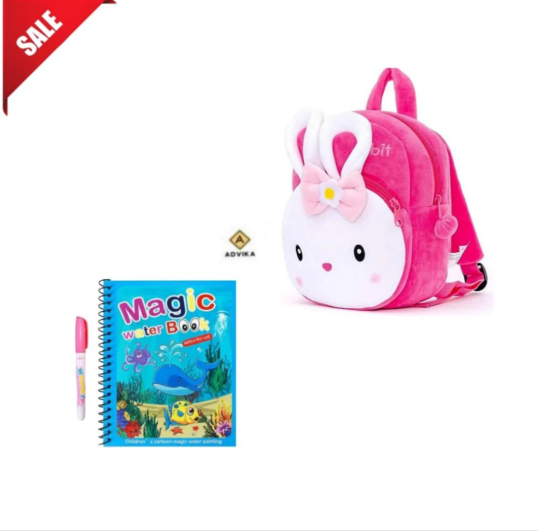kongi magic book Free Book Soft Plush School Backpack for Kids | Cute Cartoon Boys & Girls Unisex School Bag /Travel Bag/ Mini Bag/Kids school bag/Toddler bag/Preschool bag