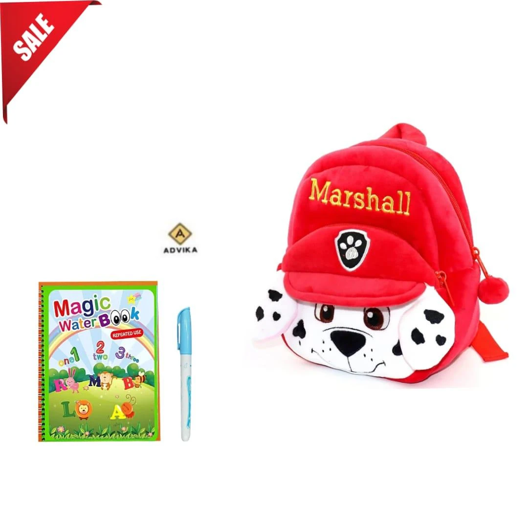 marshal magic book Free Book Soft Plush School Backpack for Kids | Cute Cartoon Boys & Girls Unisex School Bag /Travel Bag/ Mini Bag/Kids school bag/Toddler bag/Preschool bag