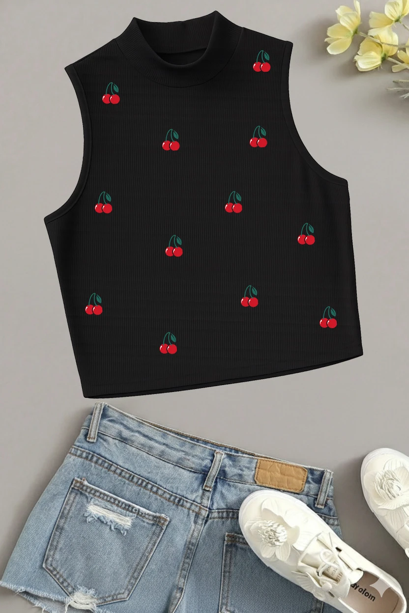 Crop top turtle neck crop top women crop top printed crop top top tank top women tank top printed tank top stretchable crop top fitted crop top short top casual crop top women printed crop top (Pack of 1)