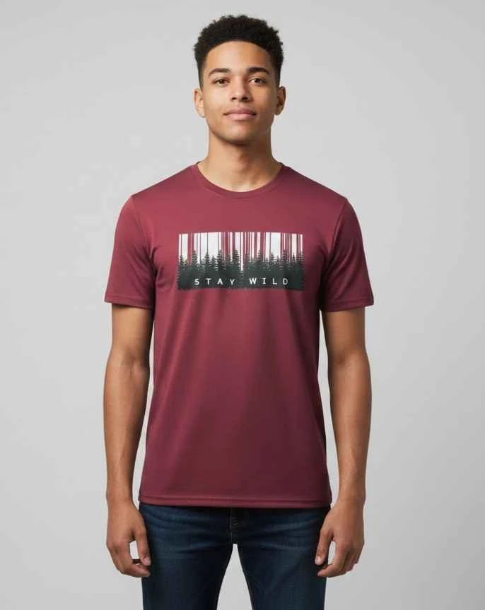 Stay_Wild Premium Maroon T shirt