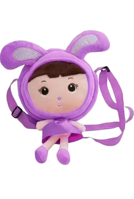 Soft fabric Anime Doll Shape Sling Cross Body Bag for Kids Girls Nursery Travelling Picnic (Color: Black Size : 18 x 15 cm)