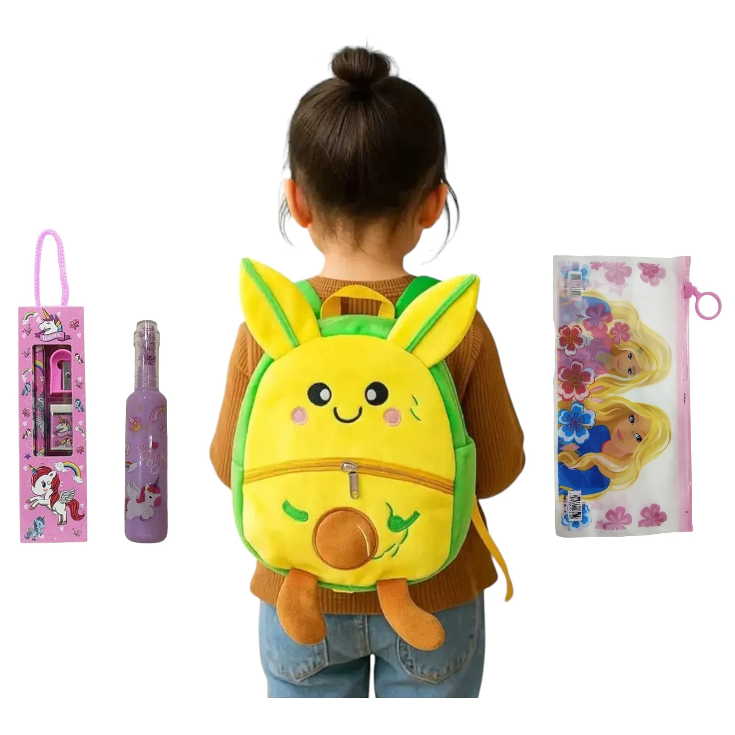mango -Themed Mini Backpack for Kids, Nylon Material, Fruit Design with Decorative Citrus Slice, 2 Compartments, Adjustable Straps, 25x10x8 cm, Ages 2-6 Years
