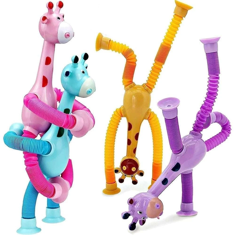 2 Pcs Telescopic Suction Cup Giraffe Toys Shape Changing Pop Fidget Tubes Sensory Toys for Girls Boys