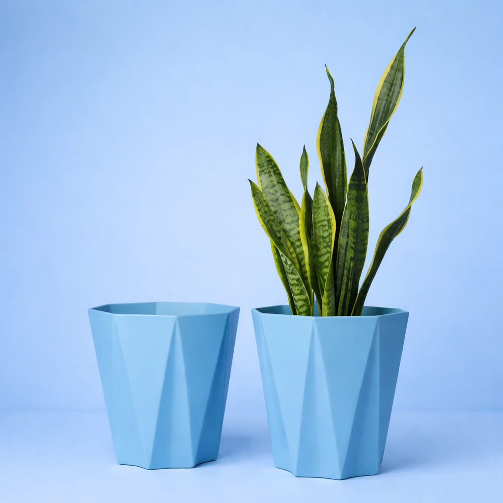 SKARVA 10 Inch Star Flower Pot for Home, Indoor & Outdoor Gamla Plant Container Plant Container SKY Blue Set of 2