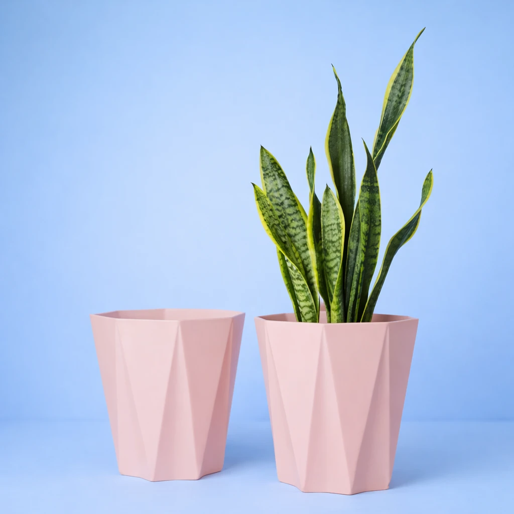 SKARVA 10 Inch Star Flower Pot for Home, Indoor & Outdoor Gamla Plant Container Plant Container Pink Set of 2