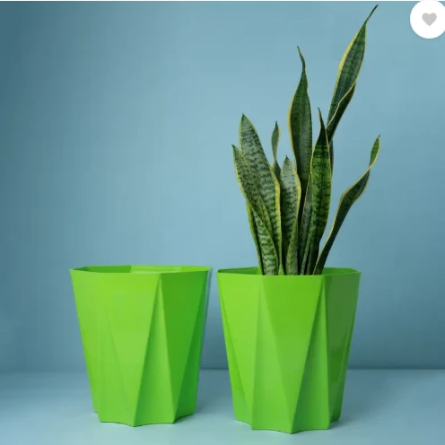 SKARVA 10 Inch Star Flower Pot for Home, Indoor & Outdoor Gamla Plant Container Plant Container Green Set of 2