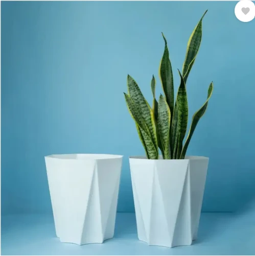 SKARVA 10 Inch Star Flower Pot for Home, Indoor & Outdoor Gamla Plant Container Plant Container White Set of 2