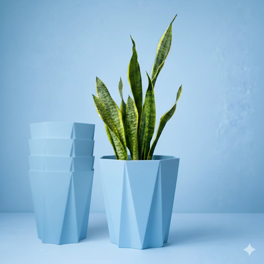 SKARVA 10 Inch Star Flower Pot for Home, Indoor & Outdoor Gamla Plant Container Plant Container SKY Blue Set of 5