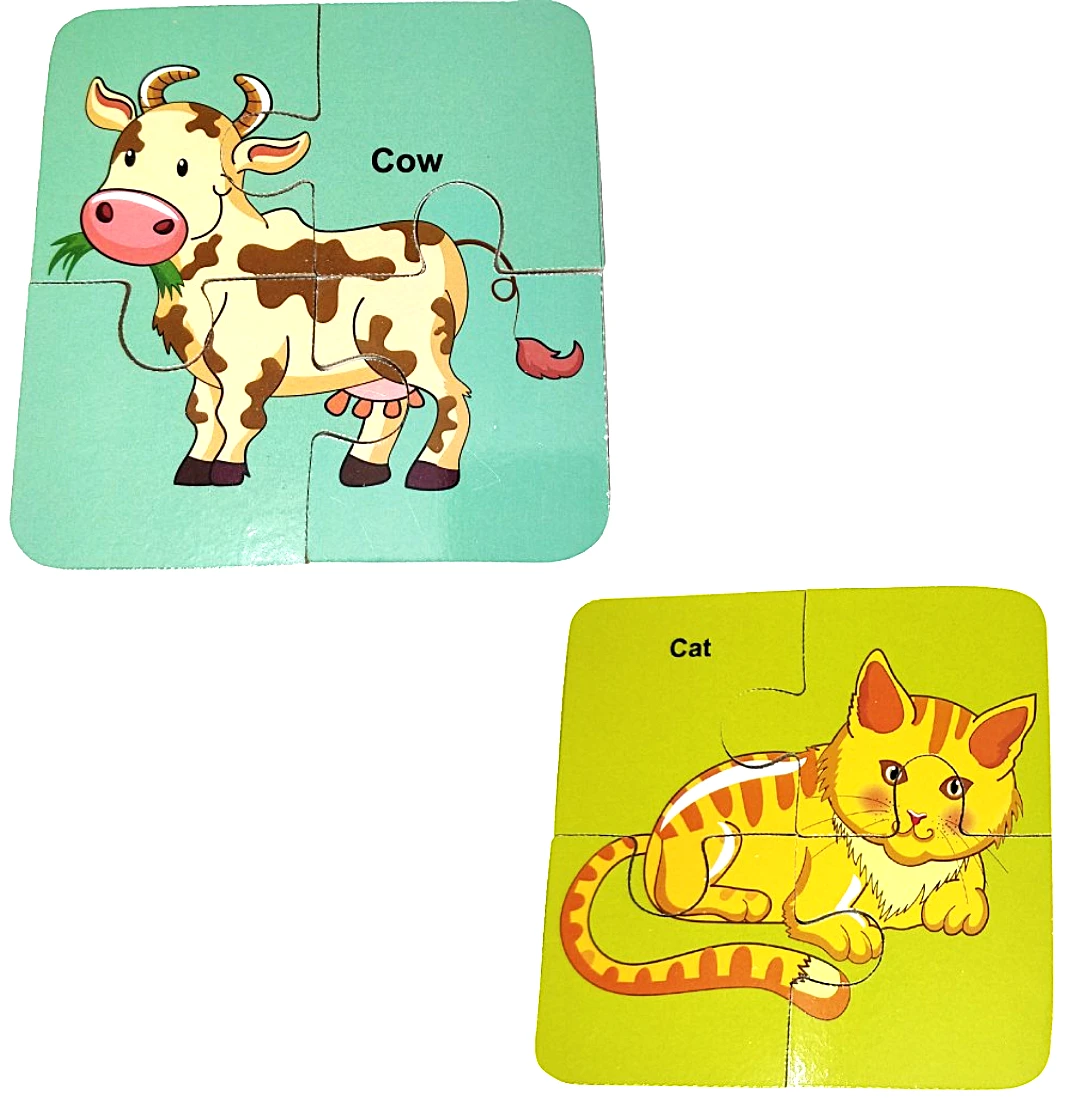 Littles one Wooden Animal & Bird Jigsaw Puzzles | Educational 4-Piece Sets for Kids | Puzzle set for kids