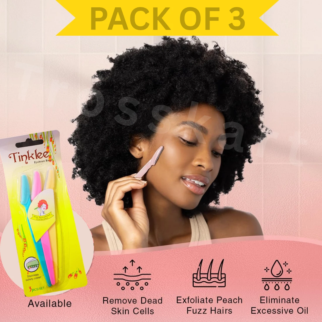 Trosskart Ultimate Razor for Women Combo Pack Of 3 - Tinkle Eyebrow Razor, Face Razor, Stainless Steel Razors & Blades, Best Hair Removal Razor for Ladies