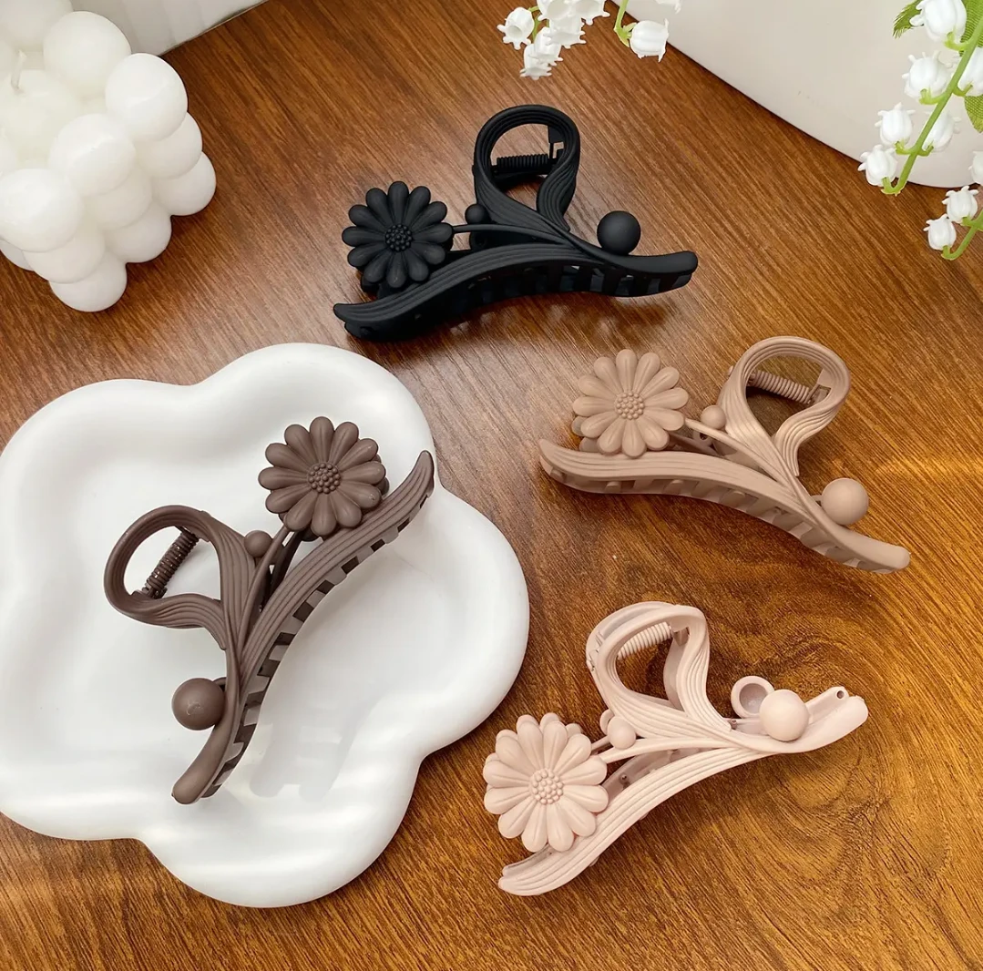 Flower Hair Claw Clip for Women & Girls | Stylish Matte Daisy Hair Clutcher | Strong Hold Hair Accessories for Daily Use