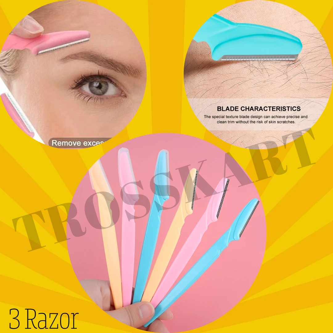 Trosskart Ultimate Razor for Women Combo Pack Of 3 - Tinkle Eyebrow Razor, Face Razor, Stainless Steel Razors & Blades, Best Hair Removal Razor for Ladies