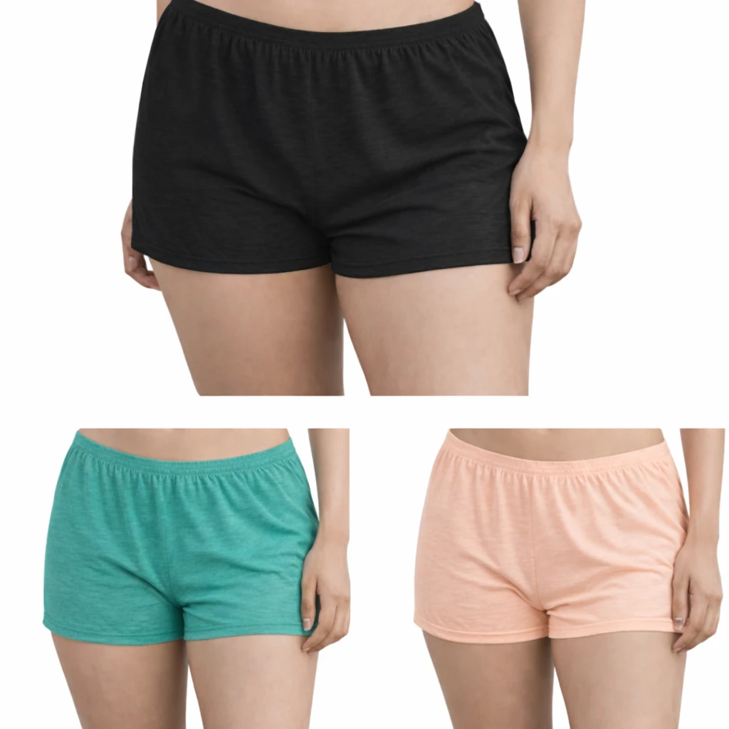 Pack of 3 boyshort panties/Sorty/Solid Hipster/ High Rise Full Brief Cotton Stretch Full Coverage Panty/ladies, women,girls underwear/sorty/knickers/boyshorts panties/boyshort panties/panties for girls/ Long panties for women