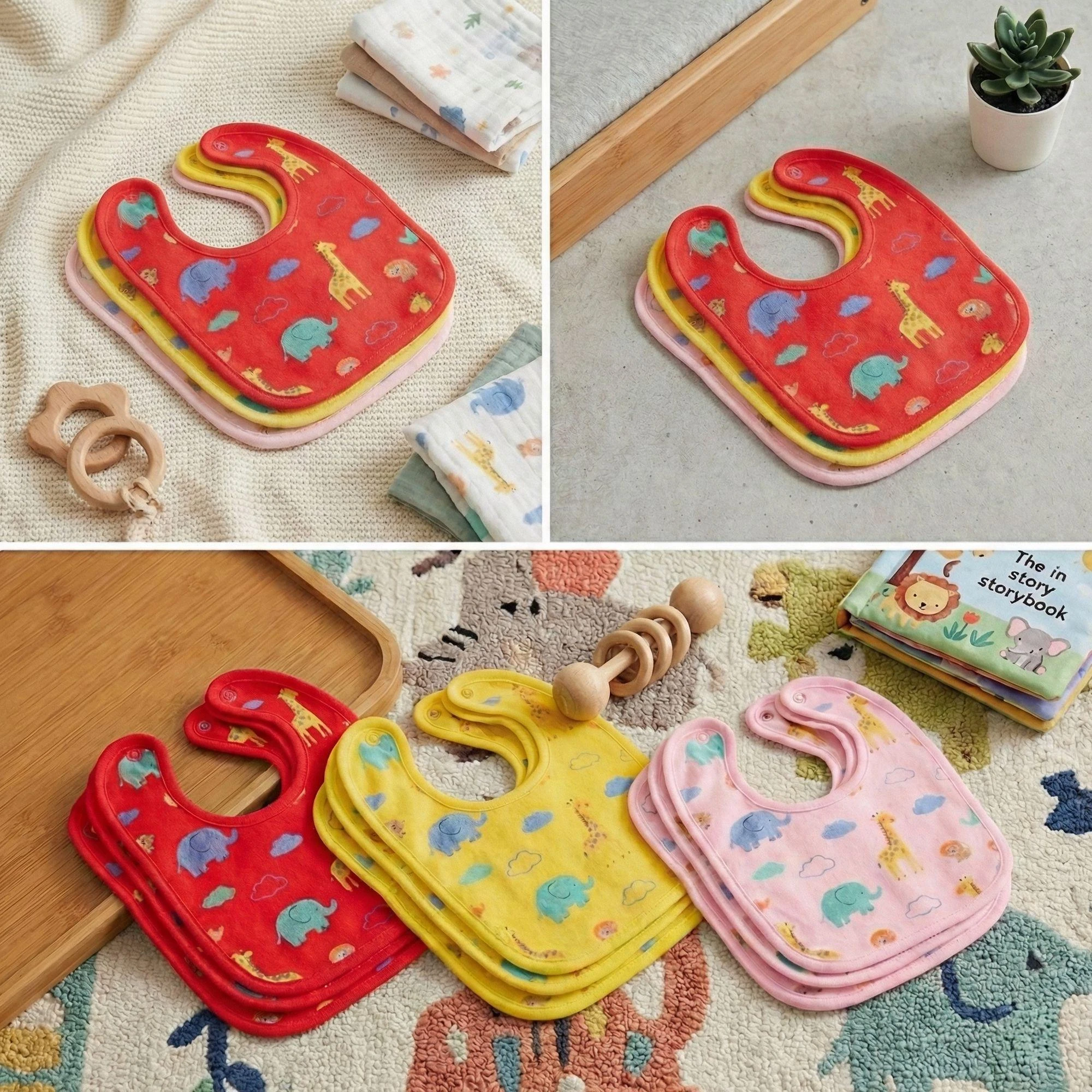 Trosskart Baby Bibs Pack of 3 – Soft, Absorbent & Adjustable