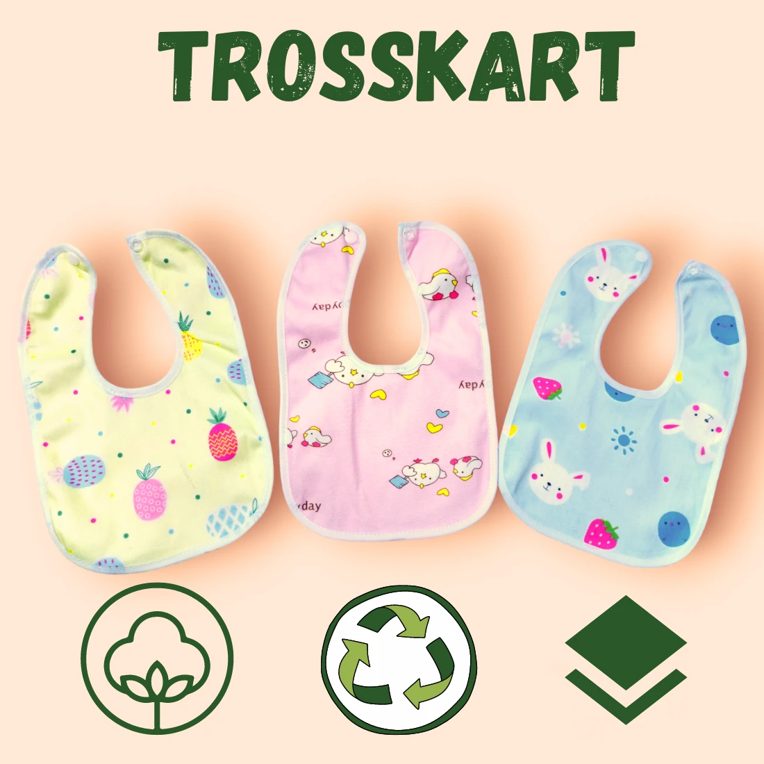 Trosskart Baby Bibs Pack of 3 – Soft, Absorbent & Adjustable