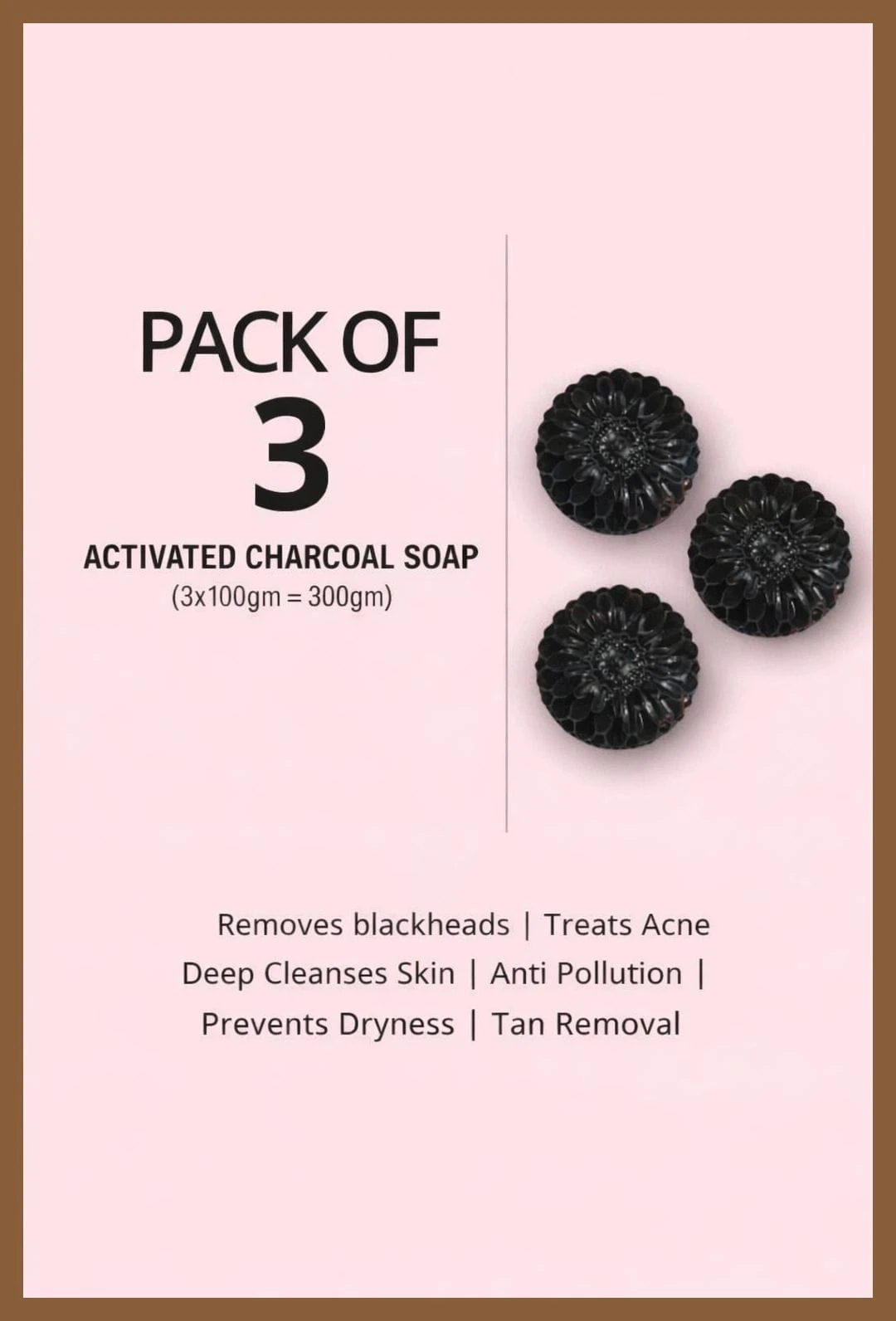 D Tan Removal Charcoal soap pack of 3 ( 3×100 )