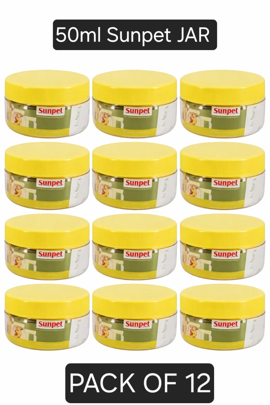 My God Gift 50ml Transparent Plastic Jar Pack of 12 – Cosmetic, Cream & Powder Storage Containers