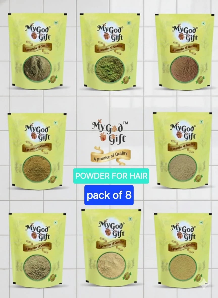 My God Gift Ayurvedic Hair Care Powder Combo Pack of 8 – Herbal Hair Strength & Scalp Care
