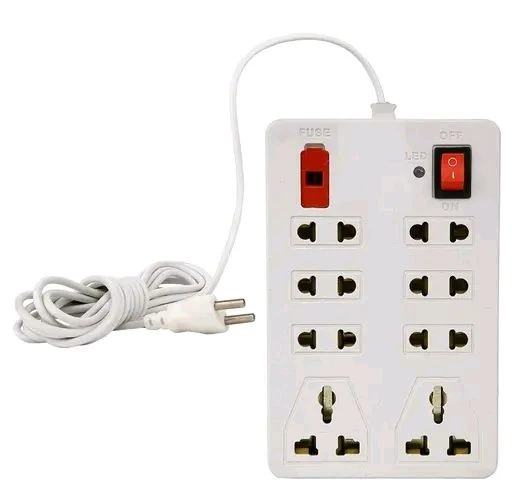 8+2 Extension Cord 8Universal Multi Plug Point Extension Board (Cord Length: 3 Meter) with LED Indicator and on/off Switch 8 Socket Extension Boards (White) Pack of 1
