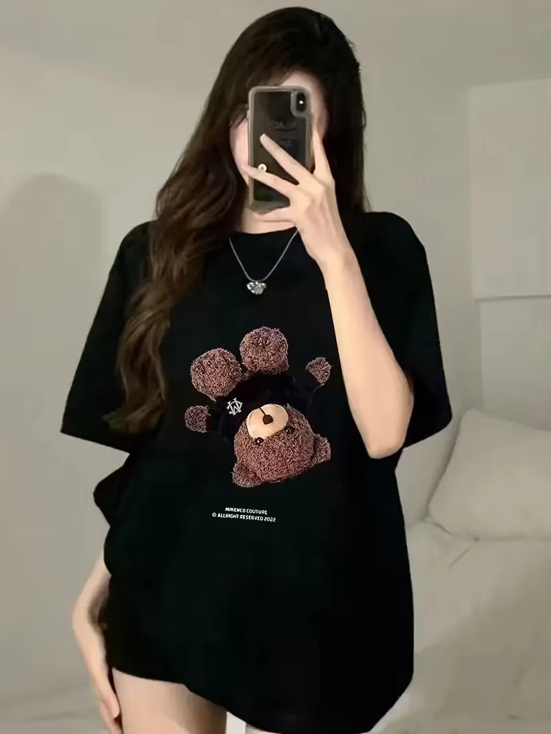 Women Black Printed T-shirt