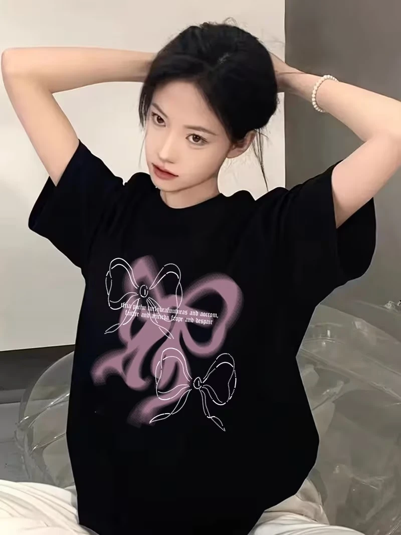 Women Black Printed T-shirt