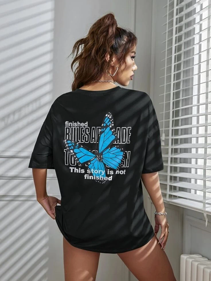 Women Black Printed T-shirt